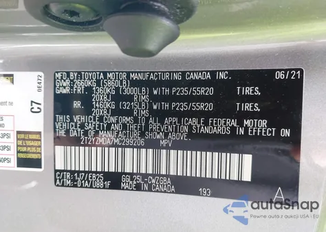 2021 Lexus Rx 350 F Sport Handling z USA, uszkodzony, nr VIN 2T2YZMDA7MC299206